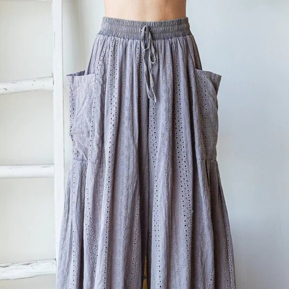 043 Oli & Hali Mineral Washed Wide Leg Lavendar Eyelet Knit Pants NEW Size XL - Picture 9 of 9